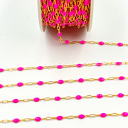 14k Gold Filled Pink Color Enamel Satellite Cable Chain